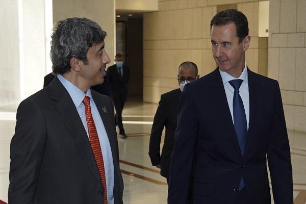  Syrian President Bashar Assad, with FM Sheikh Abdullah bin Zayed Al Nahyan.