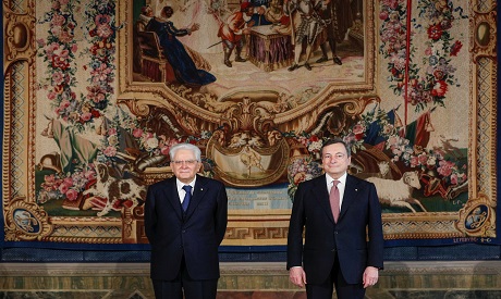 Italian President Sergio Mattarella and Prime Minister Mario Draghi