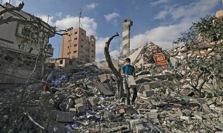 Building destroyed in Gaza by Israeli airstrikes