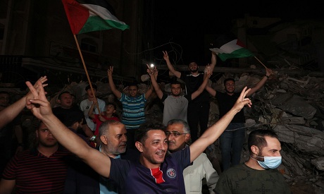 Gaza celebrate after ceasefire. AFP 