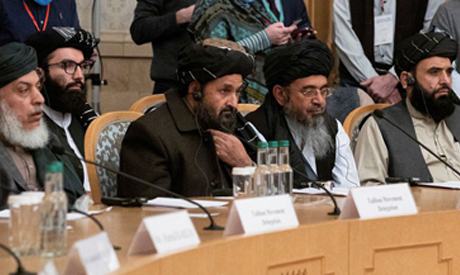 Mullah Abdul Ghani Barda, Taliban’s deputy leader and negotiator, and other delegation members durin