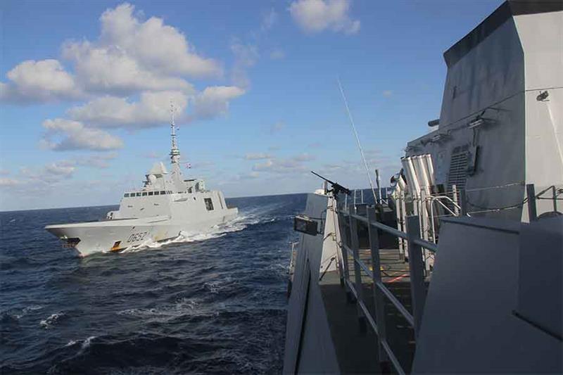 Egyptian and French frigates partake in joint exercise in the Mediterranean Sea. Egyptian army spoke
