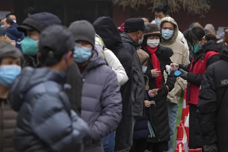 Residents line up during a mass coronavirus testing in China