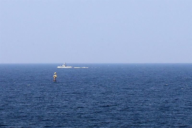 An Israeli military boat patrols Mediterranean waters