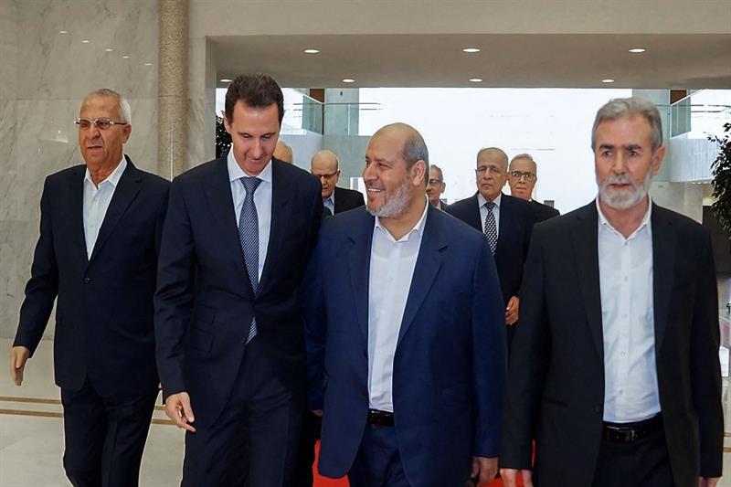 Syria s President Bashar al-Assad with Hamas leaders in Damascus 