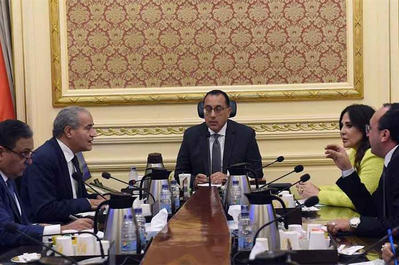 Egyptian Prime Minister Mostafa Madbouly meets with Minister of Supply Ali Moselhi. Cabinet