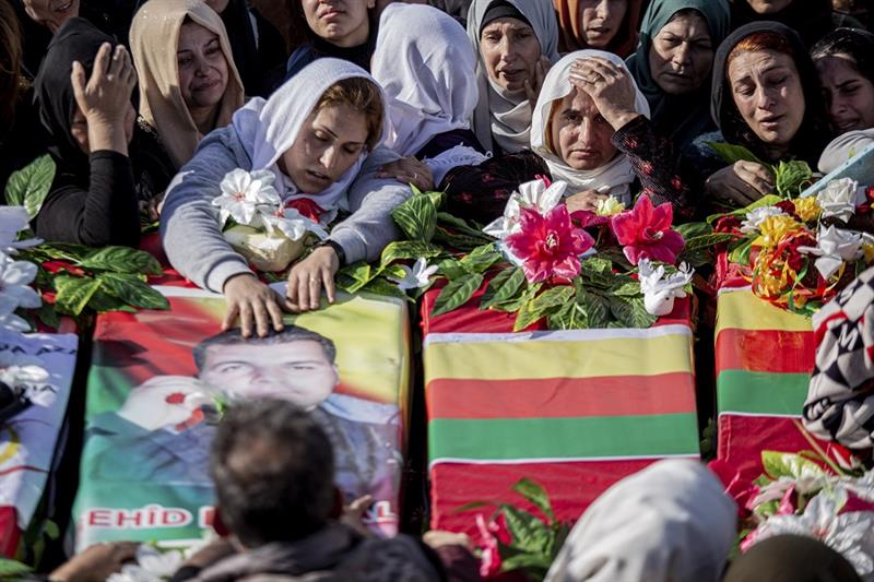 Syria Kurds funeral processions