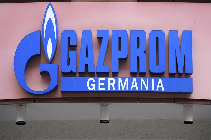 The logo of  Gazprom Germania  is pictured at the company s headquarters in Berlin