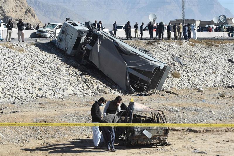 Site of a suicide bombing on the outskirt of Quetta, Pakistan