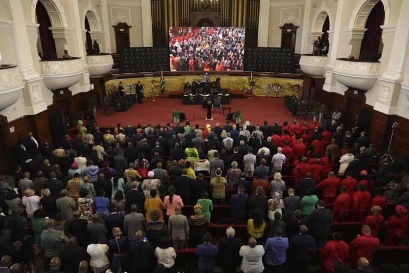 A special sitting of parliament gets underway in Cape Town, South Africa