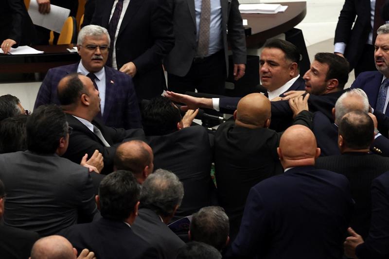 Fight in Turkish Parliament 