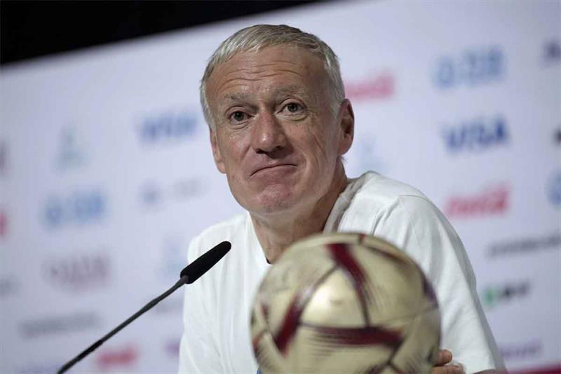 France s head coach Didier Deschamps answers questions during a press conference in Doha, Qatar, Sat
