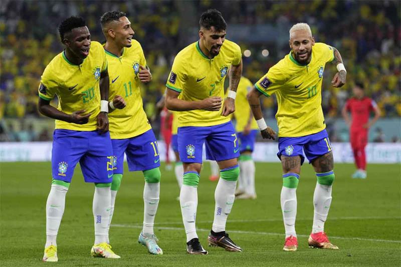 Raphinha of Brazil during the FIFA World Cup 2022, Round of 16 football  match between Brazil
