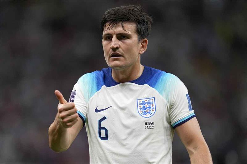 England s Harry Maguire reacts towards an official during the World Cup round of 16 soccer match bet