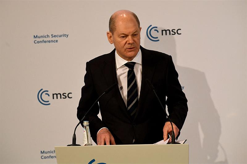 German Chancellor Olaf Scholz speaks at the Munich Security Conference (MSC) in Munich, southern Ger