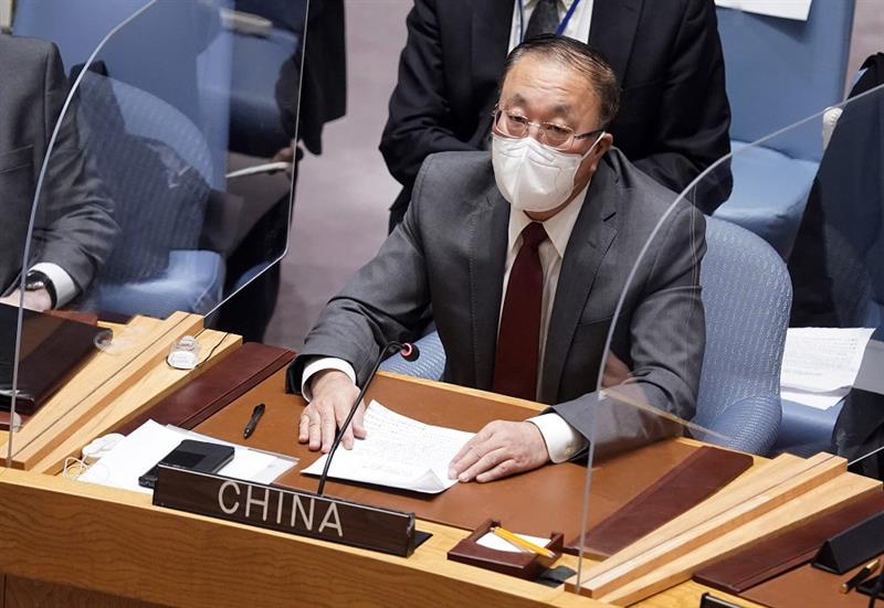 China s U.N. Ambassador Zhang Jun addresses the United Nations Security Council, Monday, Jan. 31, 20
