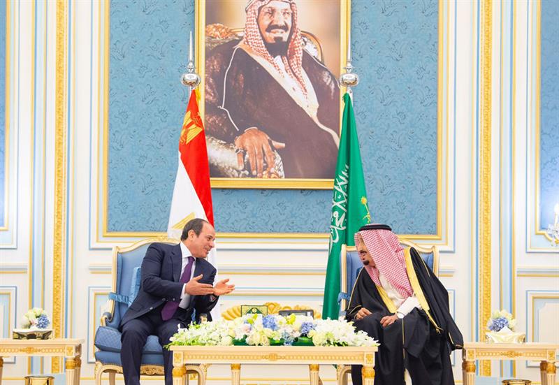 Saudi King Salman bin Abdel Aziz Al Saud, receives Egyptian President Abdel-Fattah El-Sisi in Riyadh