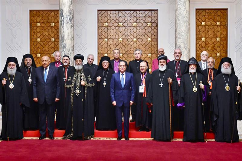 President Abdel-Fattah El-Sisi & the heads Churches  of MECC