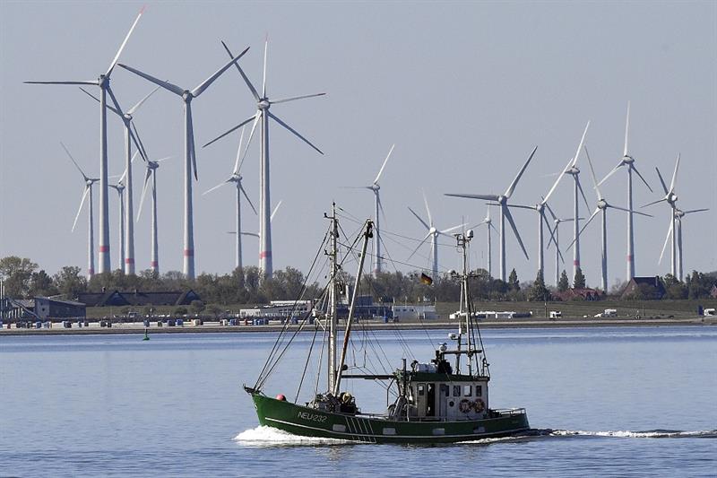 Wind turbines at the North Sea Coast, Germany 