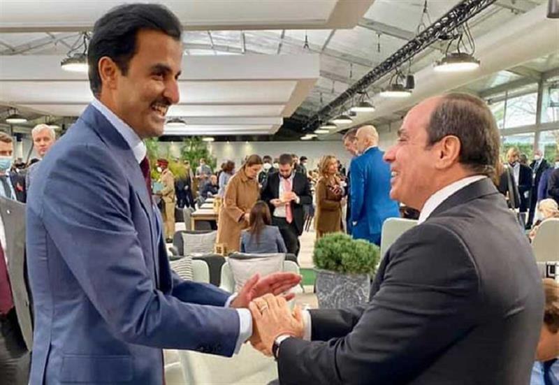 President Abdel-Fattah El-Sisi and Sheikh Tamim bin Hamed at COP26 Climate summit in Glasgow on Mond