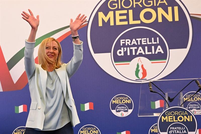 Leader of Italian far-right party  Fratelli d Italia  (Brothers of Italy), Giorgia Meloni 