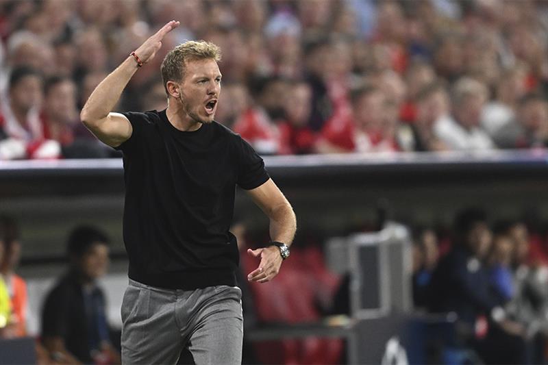 Bayern s head coach Julian Nagelsmann reacts during the Champions League, group C soccer match betwe