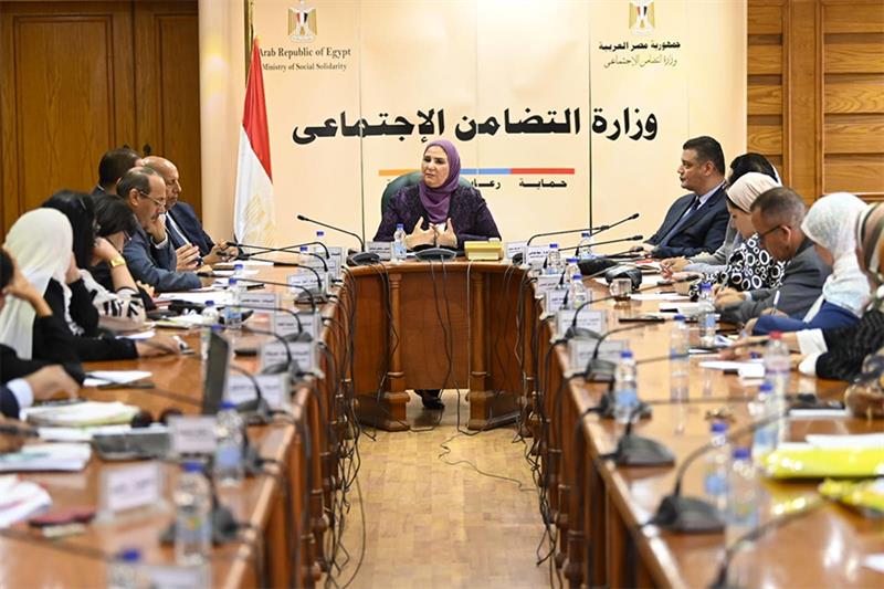 Minister of Social Solidarity Nivine El-Qabbaj in a meeting with leading associations and non-govern