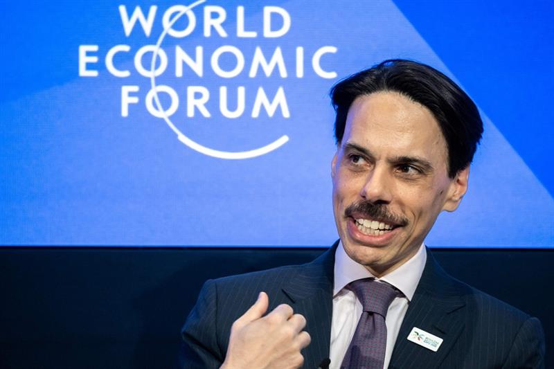 Saudi Foreign Minister Prince Faisal bin Farhan attends a session at the World Economic Forum (WEF) 