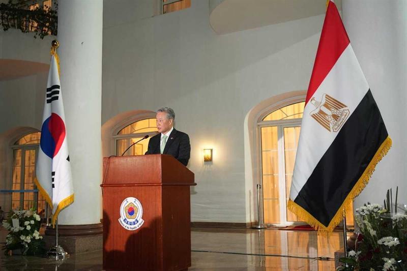 Korean Ambassador to Egypt Kim Yonghyon delivers his longed speech on National Day (photo credit of 