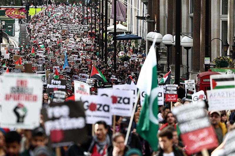  March For Palestine , in London, to demand an end to the war on Gaza (photo: AFP)