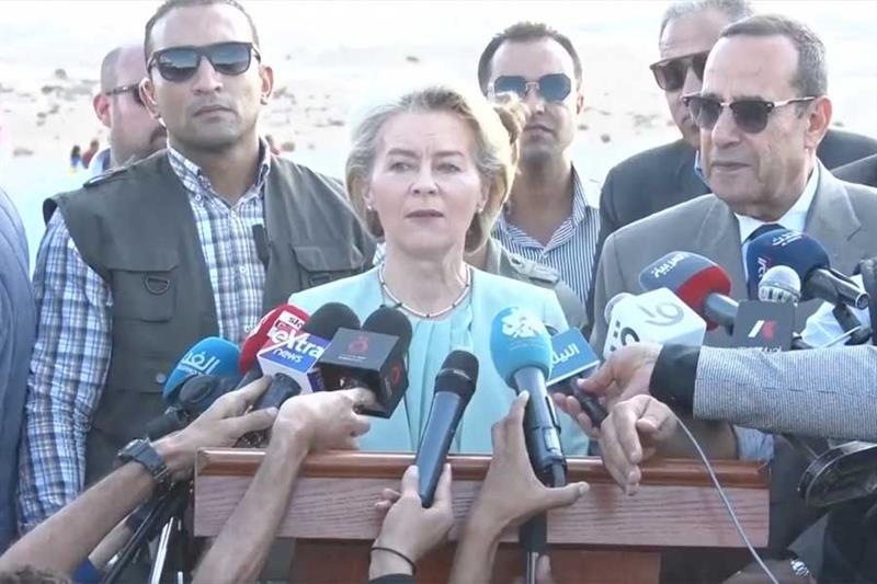 The European Commission President Ursula von der Leyen s presser at the Rafah border crossing on 18 