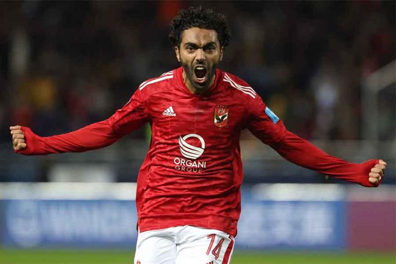 Ahly s Egyptian midfielder Hussein el-Shahat celebrates scoring his team s first goal during the FIF