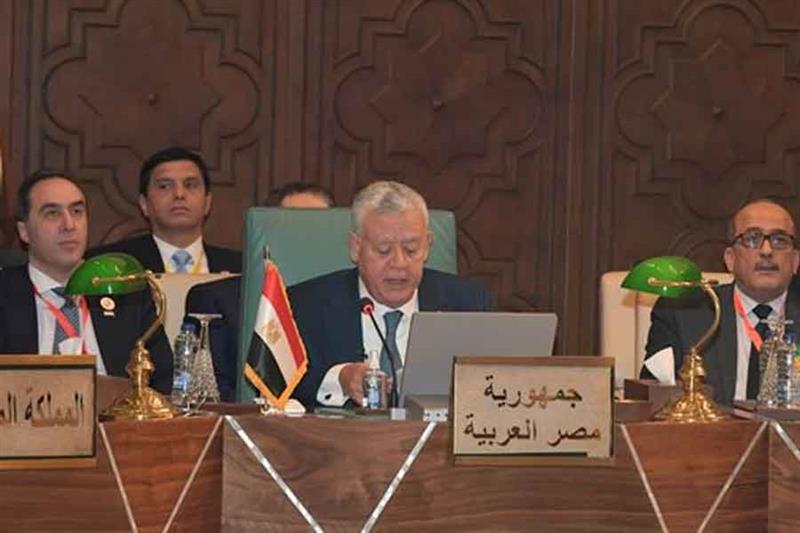 Egypt s House of Representatives speaker Hanafy El-Gebaly in his speech in front of the Arab Parliam