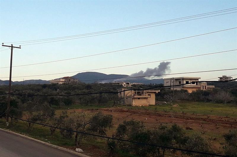 smoke billowing from a site targeted by Israeli airstrikes in Masyaf in the central Hama countryside
