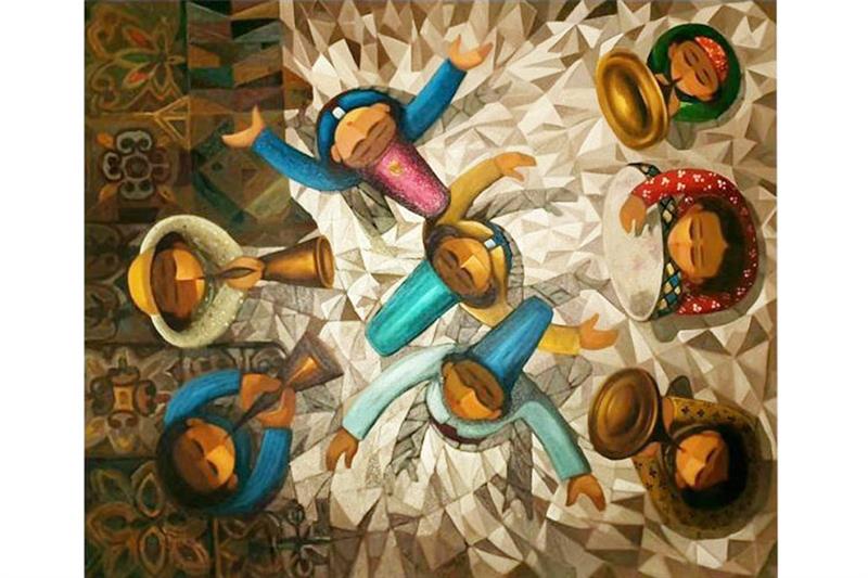 A painting by Taha El-Korany on display at Azad gallery