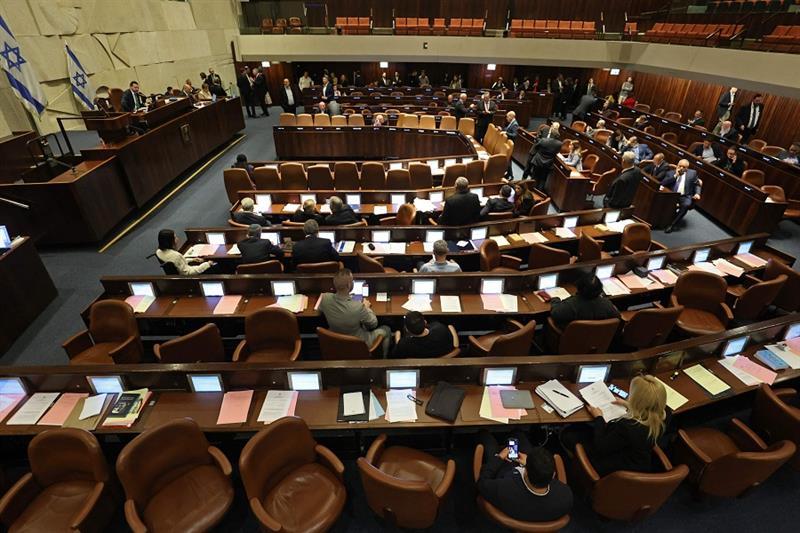 A general view shows a session at the parliament, Knesset, in Jerusalem on March 20, 2023. AFP