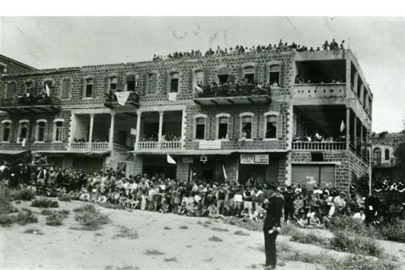 Jewish celebrations in the Palestinian town of Tiberias after it was captured by Zionist militias in
