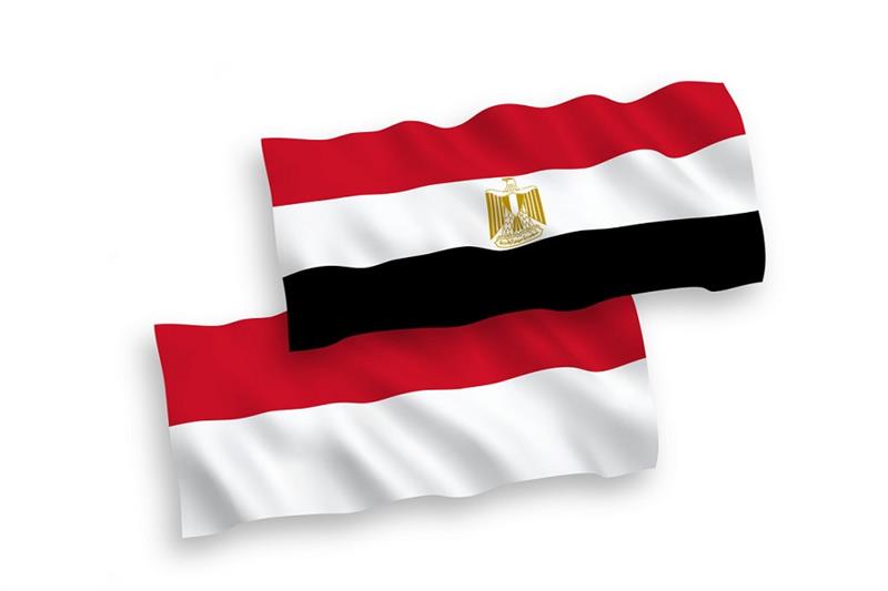 Egyptian and Indonesian flags.