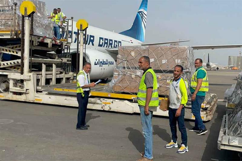 The first EgyptAir Cargo flight landing in Libya s Mitiga International airport on Saturday after mo