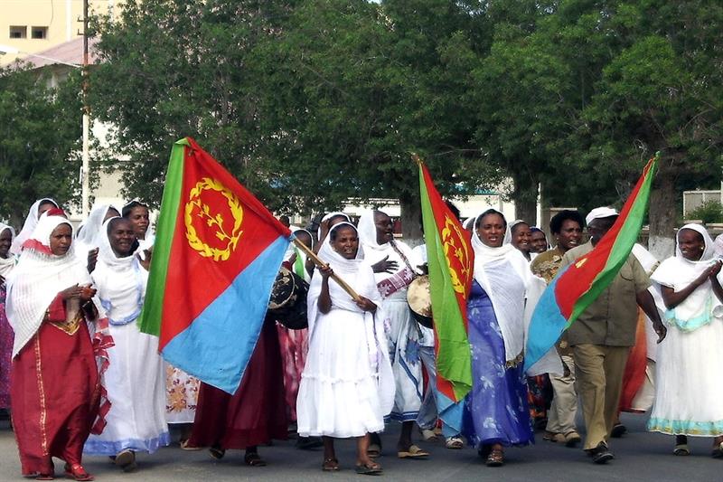 Eritrean women in Massawa march in honour of martyred fighters on the 17th anniversary of its libera