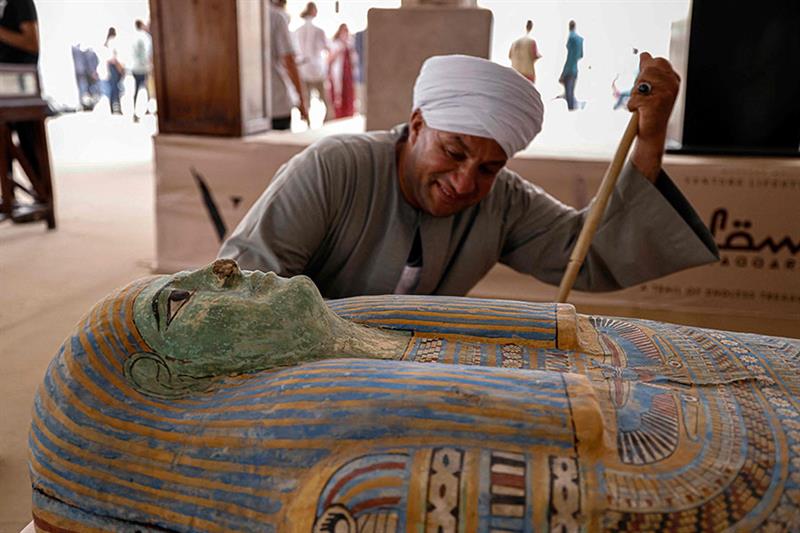 Embalming workshops were recently discovered at Saqqara.  Four showcases displayed a group of cosmet