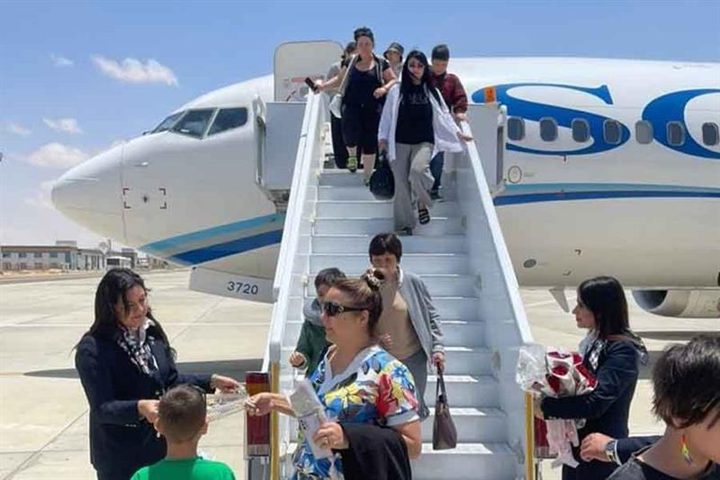 The arrival of the first SCAT Airlines Flight from Kazakhstan at Alamein airport in Marsa Matrouh go