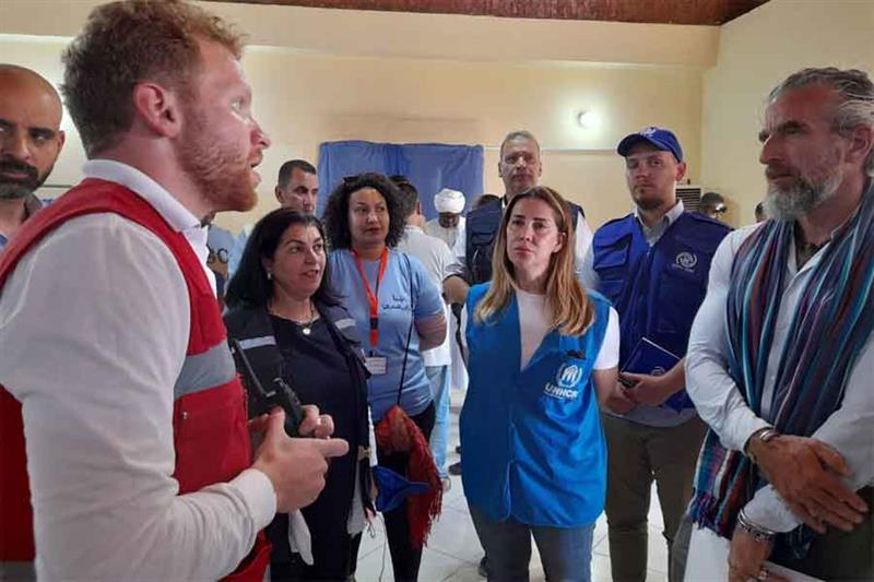 The UN mission in their visit to Qustul border crossing in Egypt on Monday. Photo : UNHCR