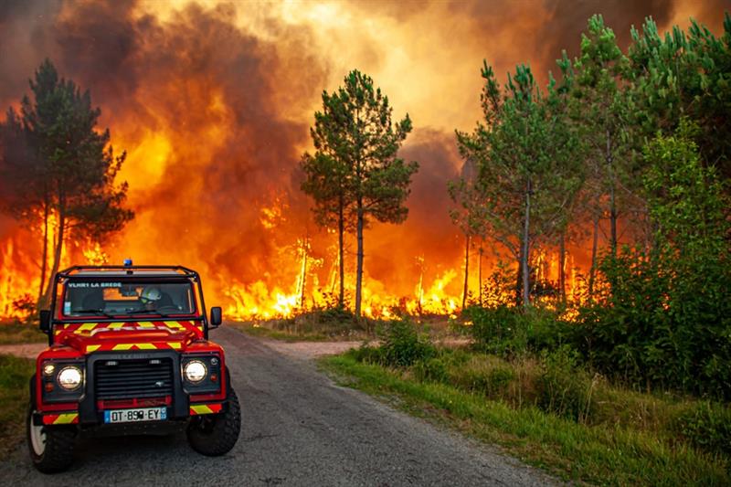 A wildfire near Landiras, southwestern France, Wednesday, July 13, 2022. 