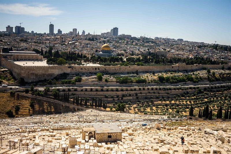 Mount of Olives overlooking the old city of Jerusalem on June 12, 2023. 