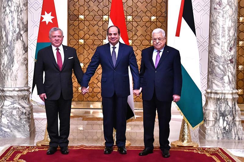 Egyptian President Abdel-Fattah El-Sisi, Palestinian President Mahmoud Abbas (Abu Mazen) and King of