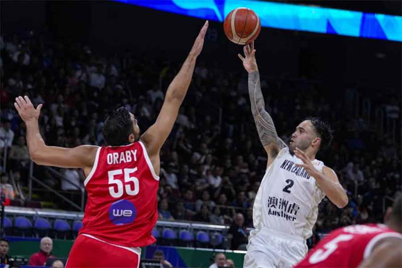 New Zealand guard Izayah Le Afa (2) shoots over Egypt center Omar Oraby (55) during the second half 